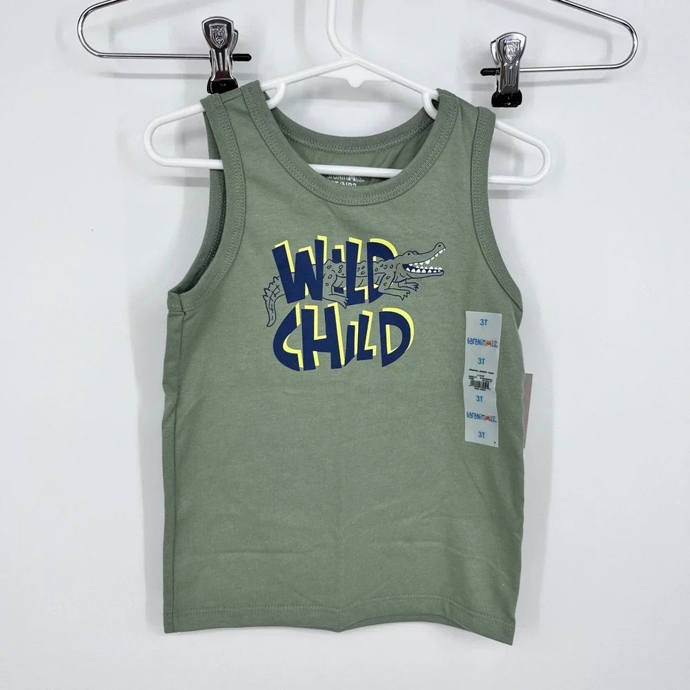 Garanimals Tank and Shorts Set Boys 3T Green Tan Wild Child Alligator NEW